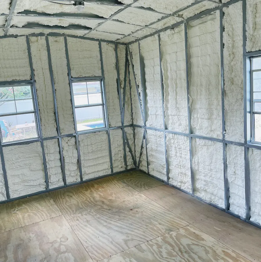 Closed-cell spray foam insulation applied to wall cavities in a residential project in Mount Vernon